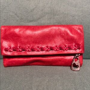 Brighton Red Braided Fold-Over Clutch with Heart Charm